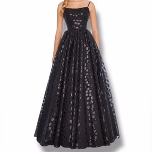 Ashley Lauren 1772 Black Polka dot prom Dress Gown Women’s Size 4/6 Glam Goth